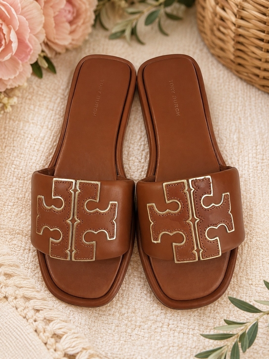 Tory Burch Shoes - Tory Burch Double T Logo Slide Sandals